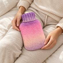 Hot Water Bottle with Cover - Pink Purple Gradient Knit 700mL