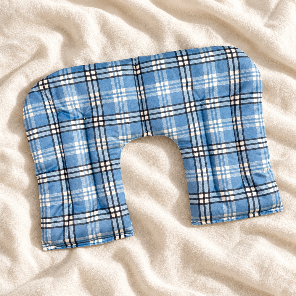 Microwavable Neck Pillow Wheat Heat Wrap - Blue Check Therapeutic | Australian Wheat