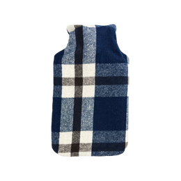 Hot Water Bottle & Cover - Yarn Dyed Navy Check - The Grain Shop