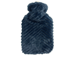 Hot Water Bottle 700mL & Cover - Navy Chevron Plush - The Grain Shop