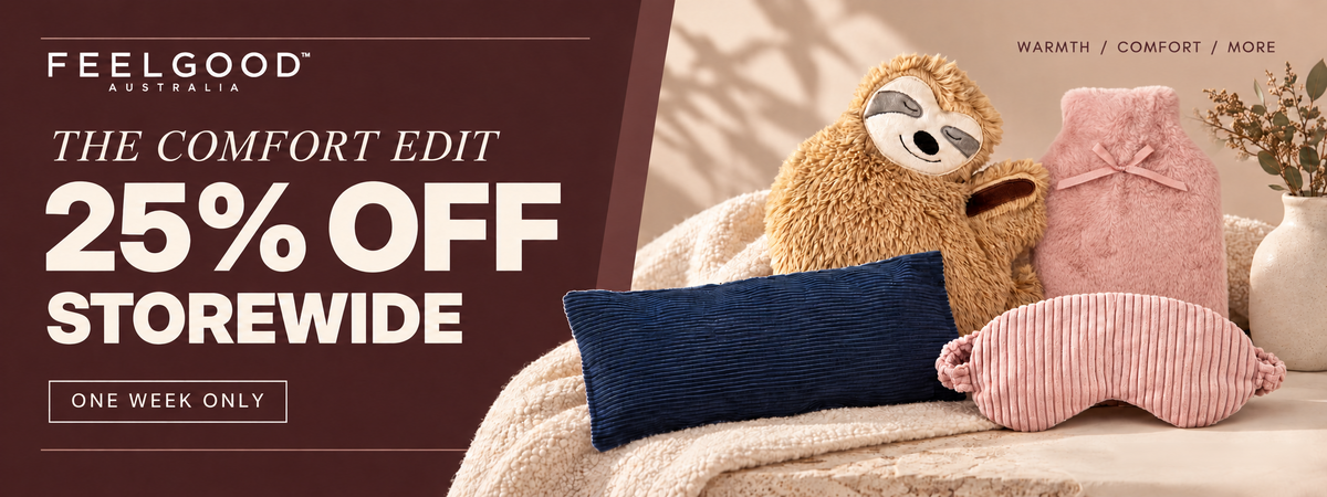Feelgood Australia The Comfort Edit 25% off storewide one week only banner